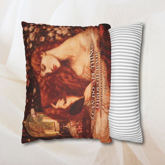 I Can Do All Things Through Rage – Faux Suede Throw Pillow Cover