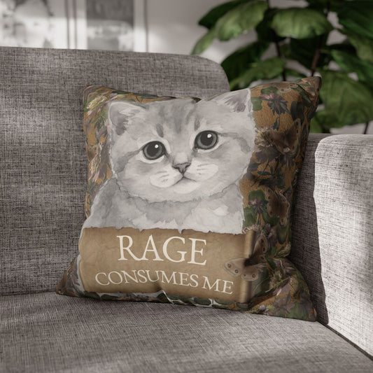 Rage Consumes Me — Dark Academia Cat Pillow Cover