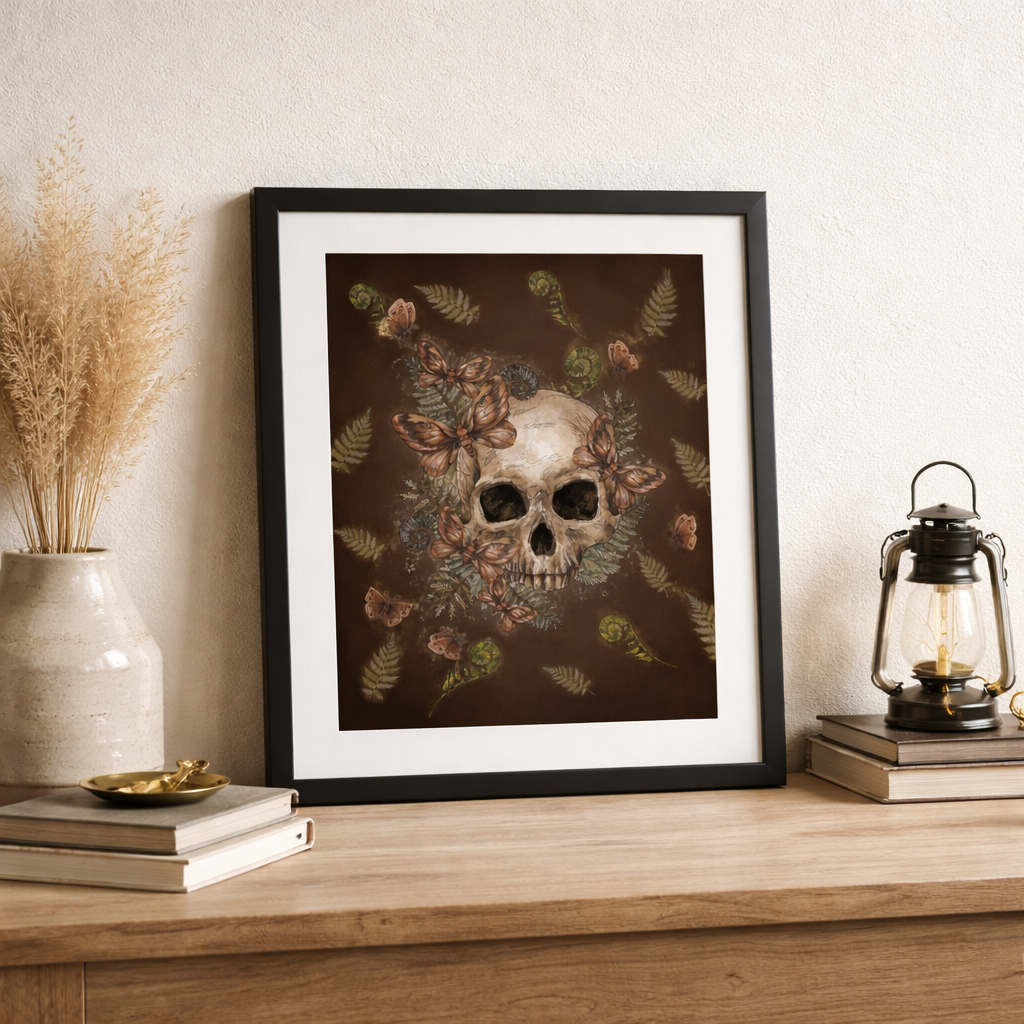 Emotional Paralysis — Dark Botanical Skull Art Print)