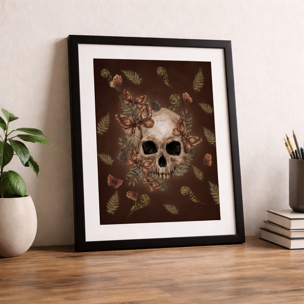 Emotional Paralysis — Dark Botanical Skull Art Print)