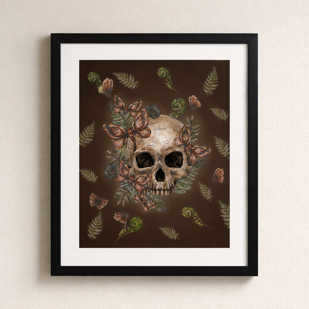 Emotional Paralysis — Dark Botanical Skull Art Print)