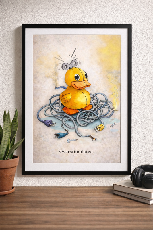 Overstimulated — Wind-Up Duck Art Print (Mood Disorders: Unmedicated)