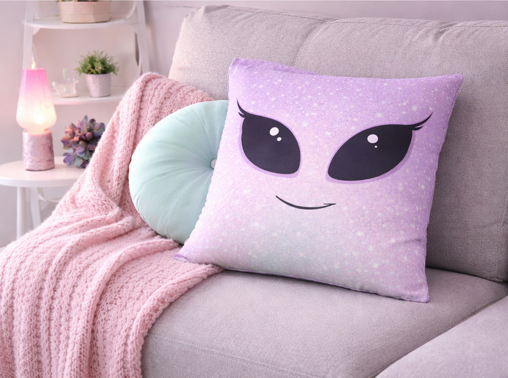 Alien Aesthetic Pillow Cover – Cosmic Aliencore Room Decor