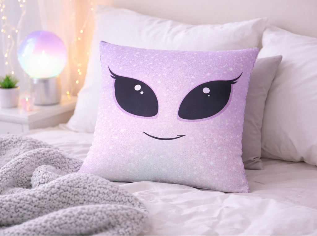 Alien Aesthetic Pillow Cover – Cosmic Aliencore Room Decor