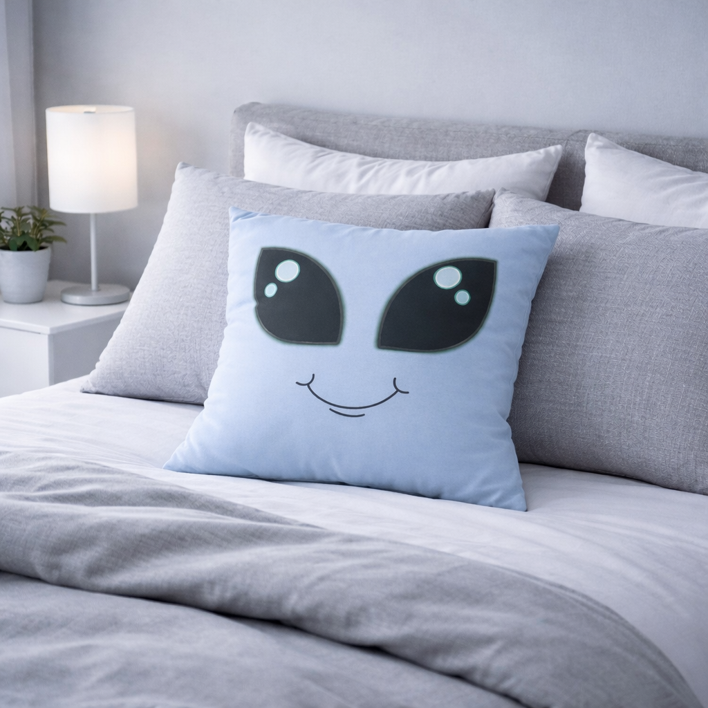 Alien Aesthetic Pillow Cover – Minimal Aliencore Room Decor