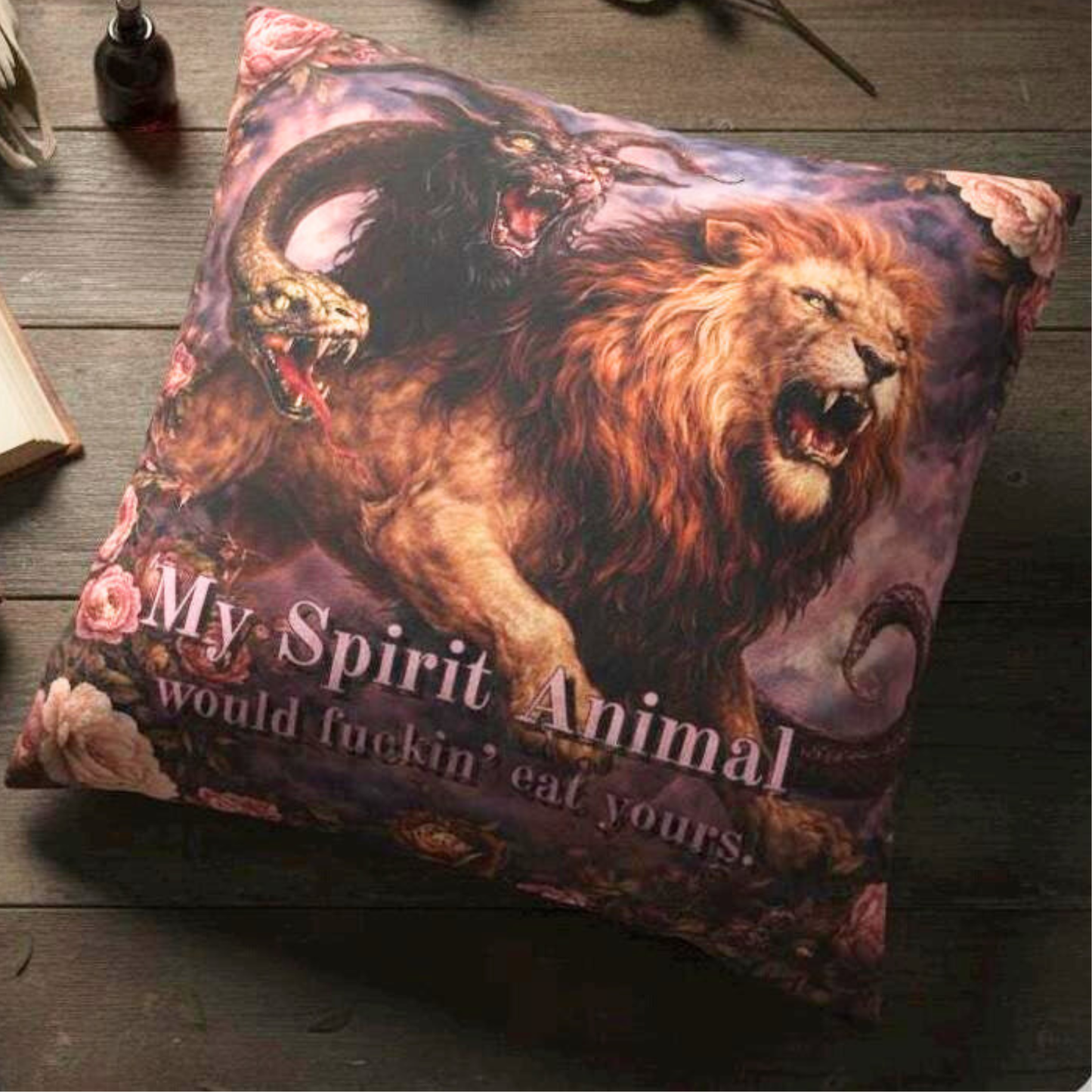 My Spirit Animal Would Eat Yours – Faux Suede Throw Pillow Cover