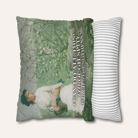 I Can Do All Things Through Spite – Faux Suede Throw Pillow Cover